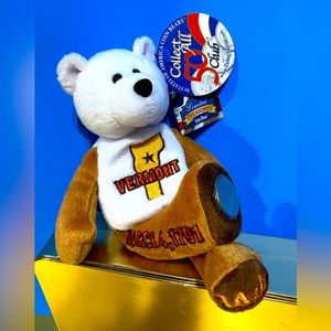 LIMITED TREASURES NWT VERMONT STATE COIN #14 BEAR PLUSH TAGS & STATE QUARTER 8”